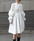 Gather Twist Balloon Shirt Dress